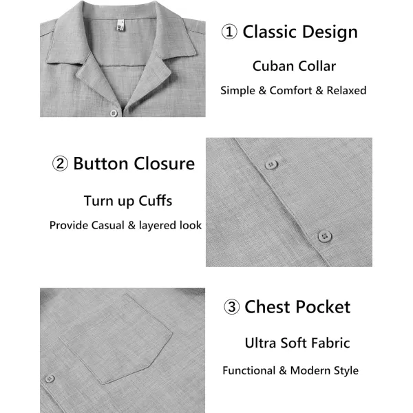 COOFANDY Mens Casual Short Sleeve Button Down Shirts Cuban Linen Textured Shirt Summer Beach Wear