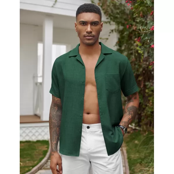 COOFANDY Mens Casual Short Sleeve Button Down Shirts Cuban Linen Textured Shirt Summer Beach Wear