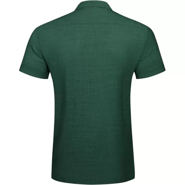 COOFANDY Mens Casual Short Sleeve Button Down Shirts Cuban Linen Textured Shirt Summer Beach Wear