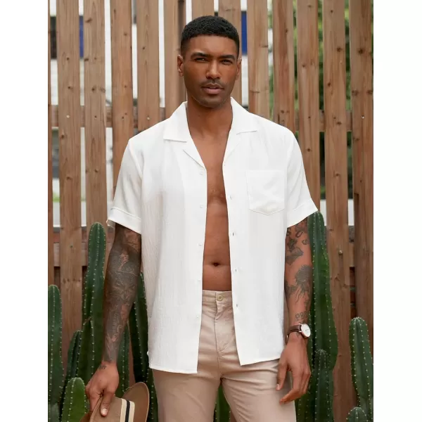 COOFANDY Mens Casual Short Sleeve Button Down Shirts Cuban Linen Textured Shirt Summer Beach Wear