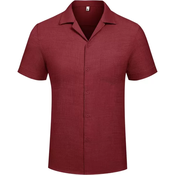 COOFANDY Mens Casual Short Sleeve Button Down Shirts Cuban Linen Textured Shirt Summer Beach Wear