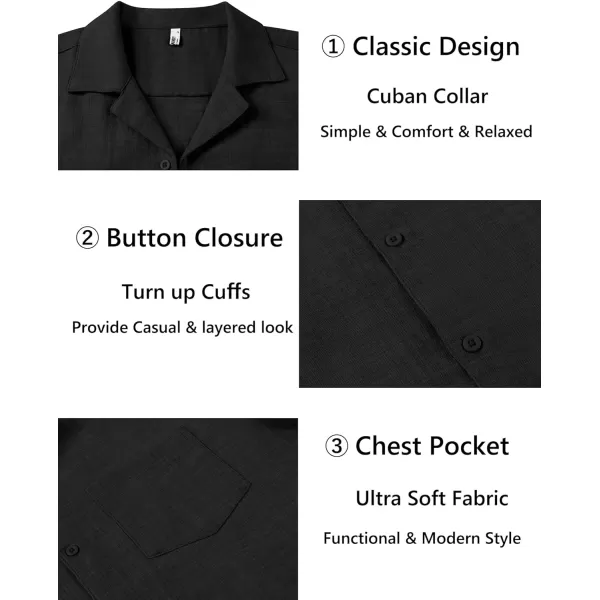 COOFANDY Mens Casual Short Sleeve Button Down Shirts Cuban Linen Textured Shirt Summer Beach Wear
