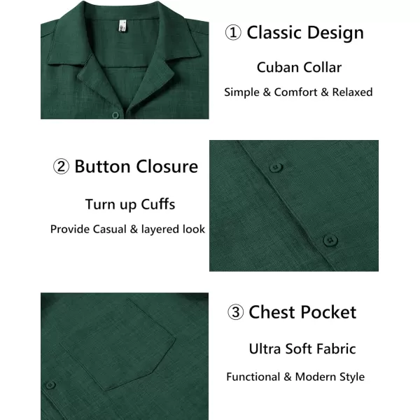 COOFANDY Mens Casual Short Sleeve Button Down Shirts Cuban Linen Textured Shirt Summer Beach Wear