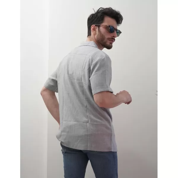 COOFANDY Mens Casual Short Sleeve Button Down Shirts Cuban Linen Textured Shirt Summer Beach Wear