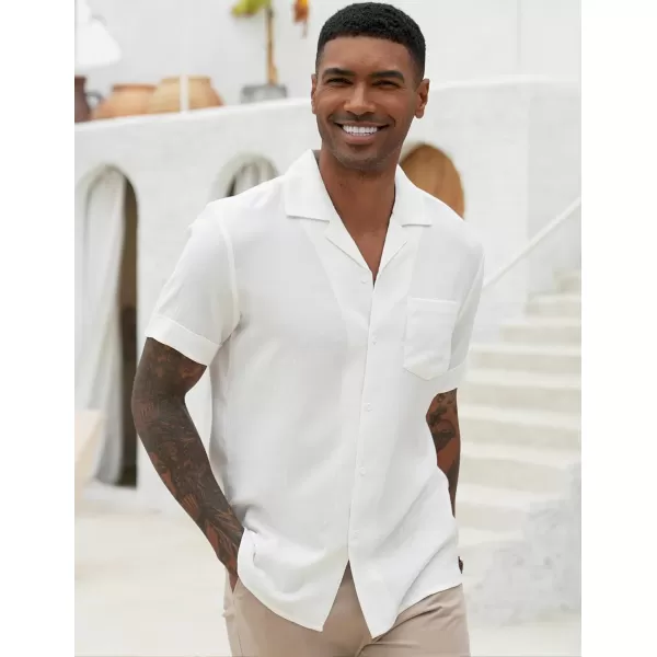 COOFANDY Mens Casual Short Sleeve Button Down Shirts Cuban Linen Textured Shirt Summer Beach Wear