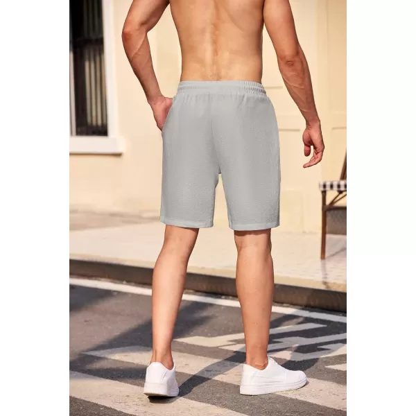 COOFANDY Mens Casual Shorts Elastic Waist Drawstring Textured Summer Beach Short