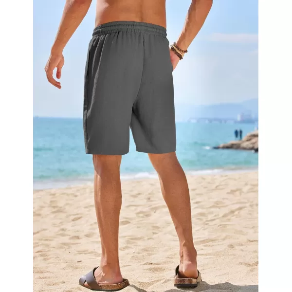 COOFANDY Mens Casual Shorts Elastic Waist Drawstring Textured Summer Beach Short