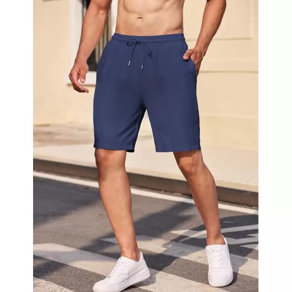 COOFANDY Mens Casual Shorts Elastic Waist Drawstring Textured Summer Beach Short