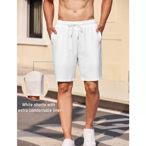 COOFANDY Mens Casual Shorts Elastic Waist Drawstring Textured Summer Beach Short