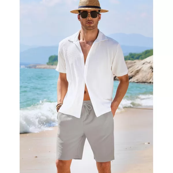 COOFANDY Mens Casual Shorts Elastic Waist Drawstring Textured Summer Beach Short