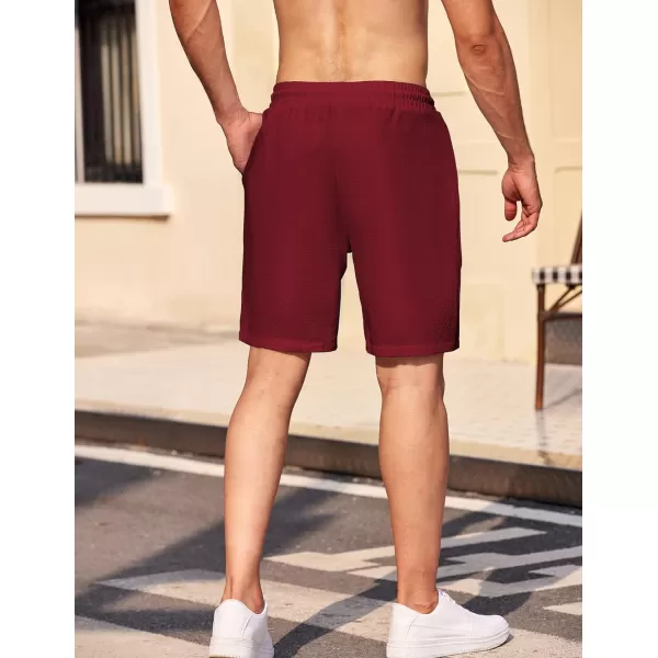 COOFANDY Mens Casual Shorts Elastic Waist Drawstring Textured Summer Beach Short