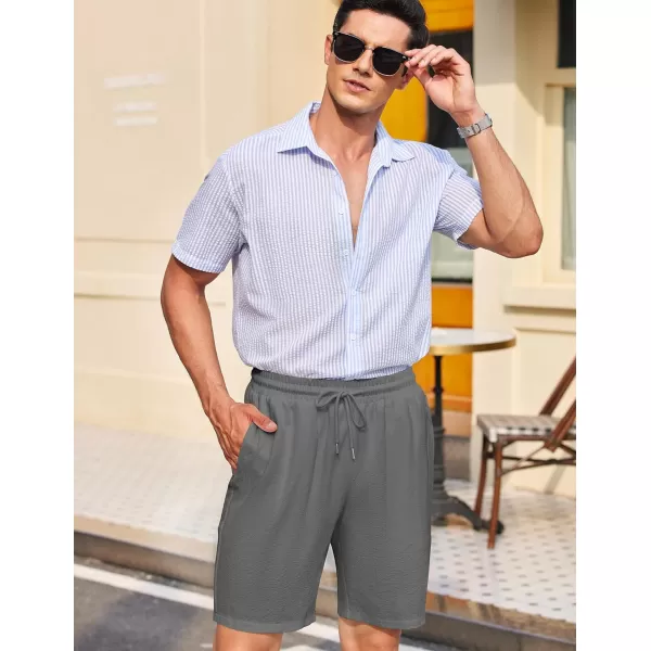 COOFANDY Mens Casual Shorts Elastic Waist Drawstring Textured Summer Beach Short