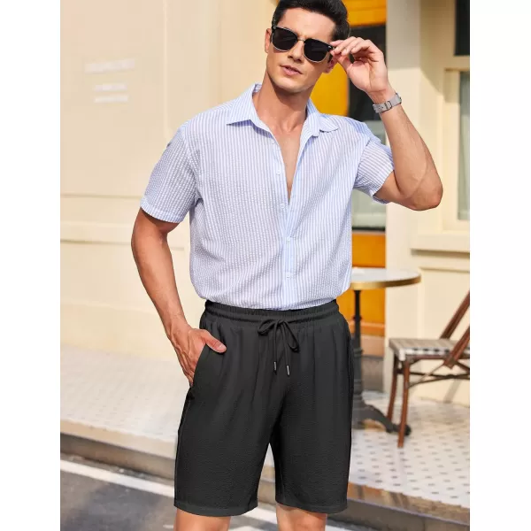 COOFANDY Mens Casual Shorts Elastic Waist Drawstring Textured Summer Beach Short