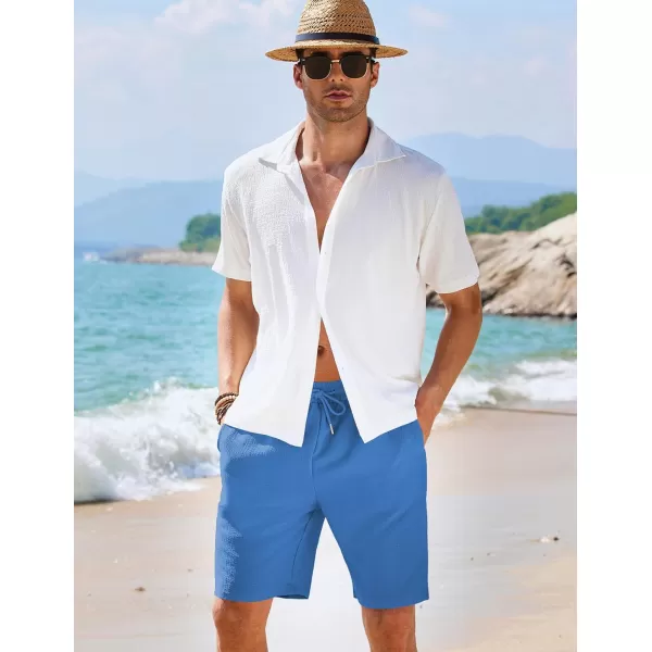 COOFANDY Mens Casual Shorts Elastic Waist Drawstring Textured Summer Beach Short