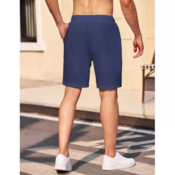 COOFANDY Mens Casual Shorts Elastic Waist Drawstring Textured Summer Beach Short
