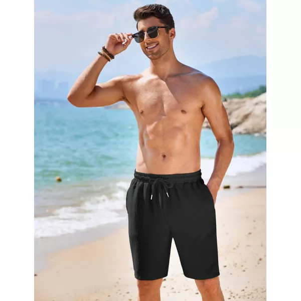 COOFANDY Mens Casual Shorts Elastic Waist Drawstring Textured Summer Beach Short