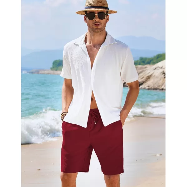 COOFANDY Mens Casual Shorts Elastic Waist Drawstring Textured Summer Beach Short