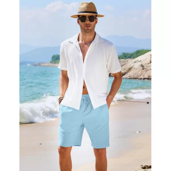 COOFANDY Mens Casual Shorts Elastic Waist Drawstring Textured Summer Beach Short