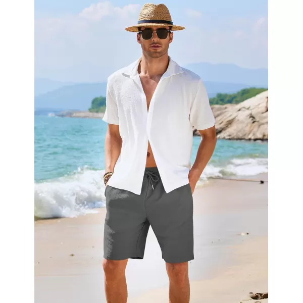 COOFANDY Mens Casual Shorts Elastic Waist Drawstring Textured Summer Beach Short