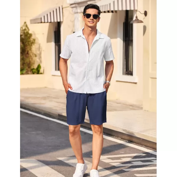 COOFANDY Mens Casual Shorts Elastic Waist Drawstring Textured Summer Beach Short