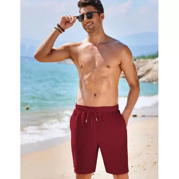 COOFANDY Mens Casual Shorts Elastic Waist Drawstring Textured Summer Beach Short