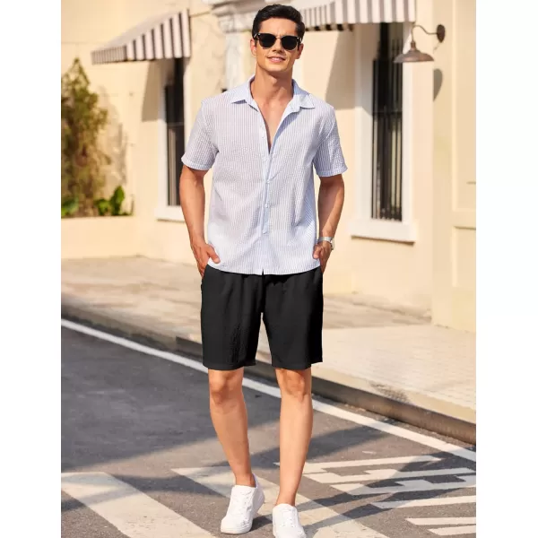 COOFANDY Mens Casual Shorts Elastic Waist Drawstring Textured Summer Beach Short