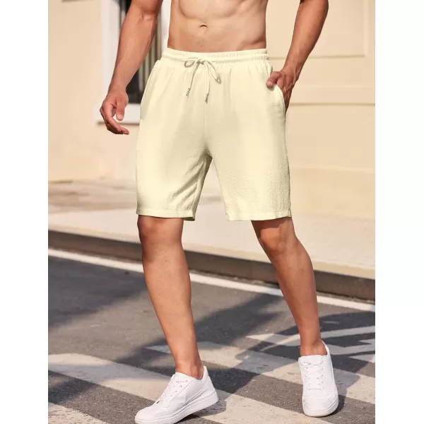 COOFANDY Mens Casual Shorts Elastic Waist Drawstring Textured Summer Beach Short