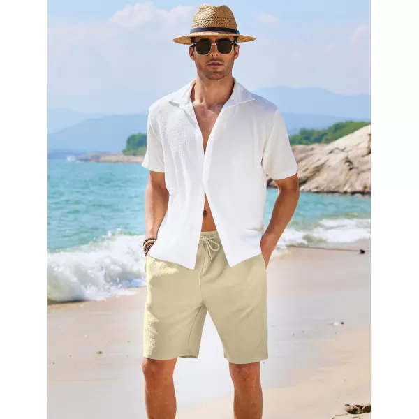 COOFANDY Mens Casual Shorts Elastic Waist Drawstring Textured Summer Beach Short