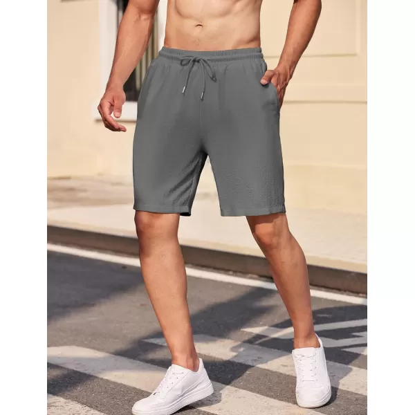 COOFANDY Mens Casual Shorts Elastic Waist Drawstring Textured Summer Beach Short