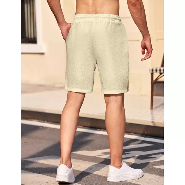 COOFANDY Mens Casual Shorts Elastic Waist Drawstring Textured Summer Beach Short