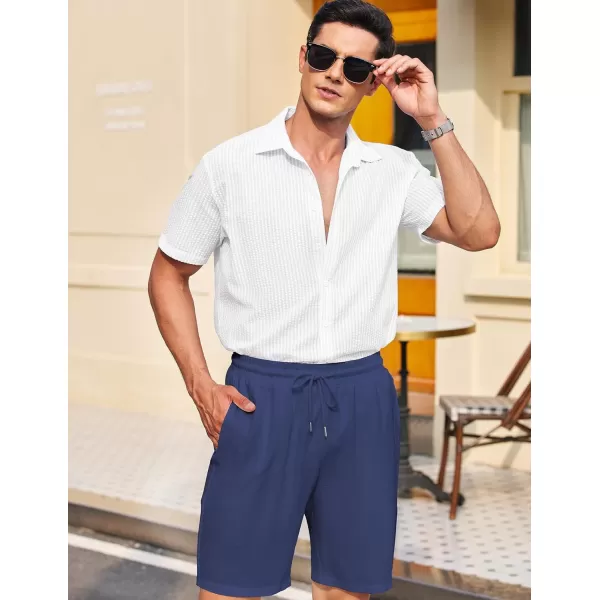 COOFANDY Mens Casual Shorts Elastic Waist Drawstring Textured Summer Beach Short