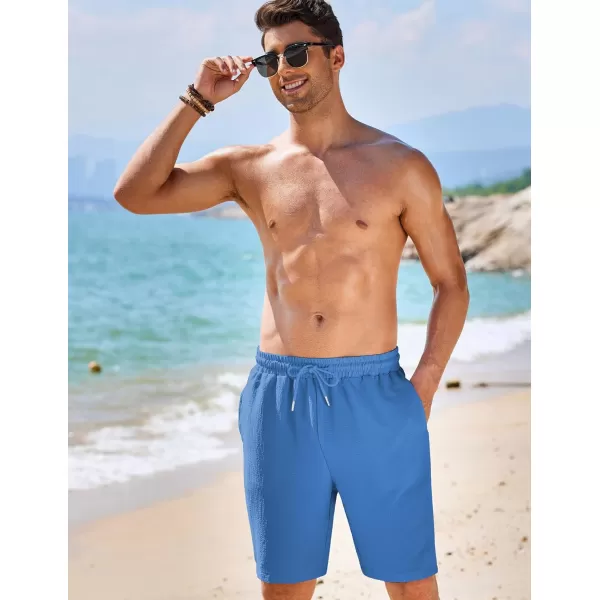 COOFANDY Mens Casual Shorts Elastic Waist Drawstring Textured Summer Beach Short