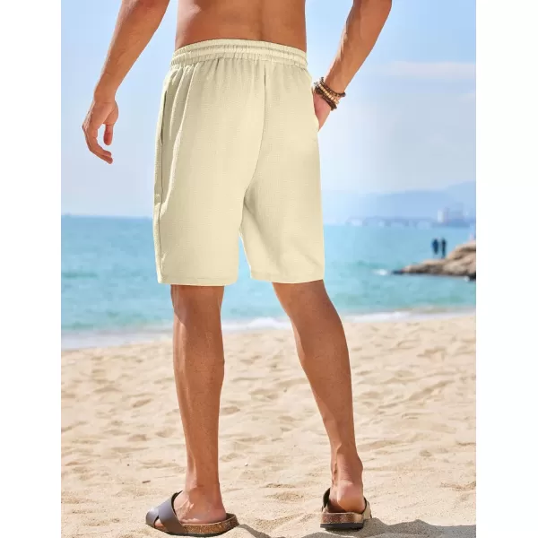 COOFANDY Mens Casual Shorts Elastic Waist Drawstring Textured Summer Beach Short