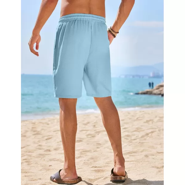 COOFANDY Mens Casual Shorts Elastic Waist Drawstring Textured Summer Beach Short