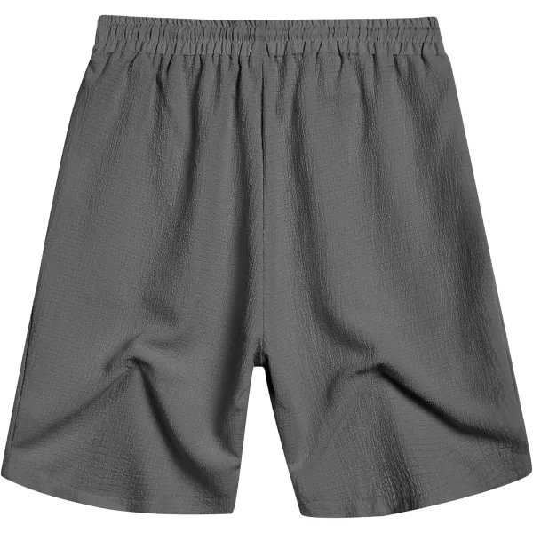 COOFANDY Mens Casual Shorts Elastic Waist Drawstring Textured Summer Beach Short
