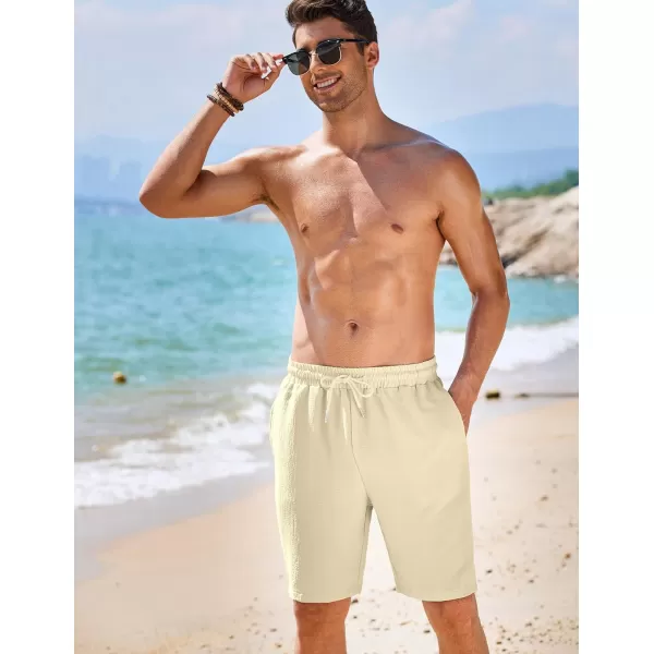COOFANDY Mens Casual Shorts Elastic Waist Drawstring Textured Summer Beach Short