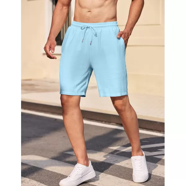 COOFANDY Mens Casual Shorts Elastic Waist Drawstring Textured Summer Beach Short