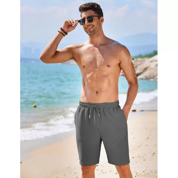 COOFANDY Mens Casual Shorts Elastic Waist Drawstring Textured Summer Beach Short