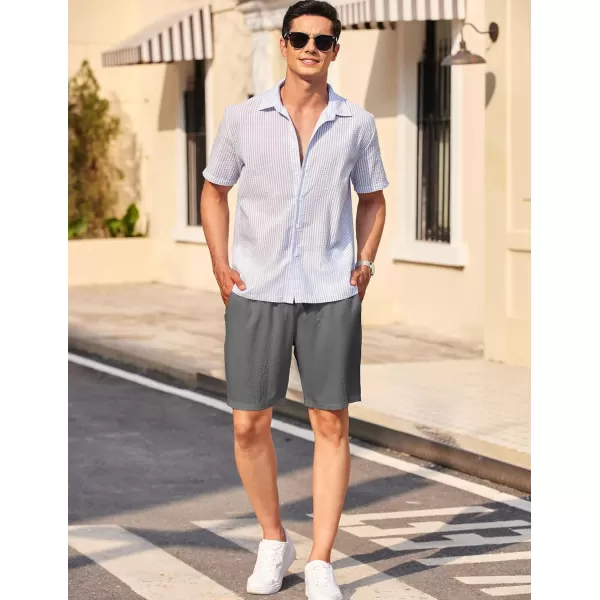 COOFANDY Mens Casual Shorts Elastic Waist Drawstring Textured Summer Beach Short