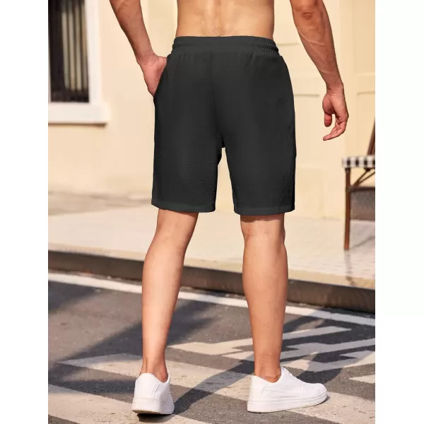 COOFANDY Mens Casual Shorts Elastic Waist Drawstring Textured Summer Beach Short