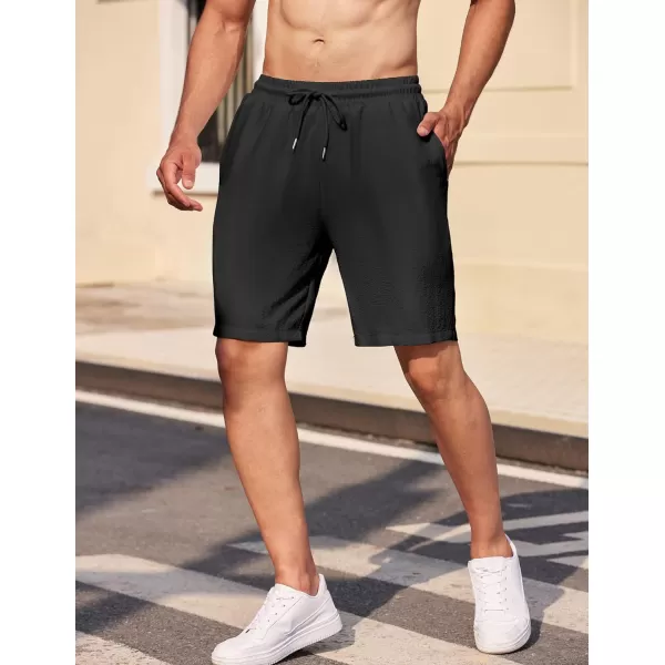 COOFANDY Mens Casual Shorts Elastic Waist Drawstring Textured Summer Beach Short