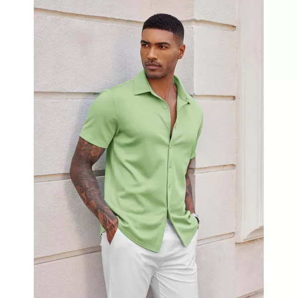 COOFANDY Mens Casual Wrinkle Free Shirts Short Sleeve Button Down Summer Stretch Dress Shirt