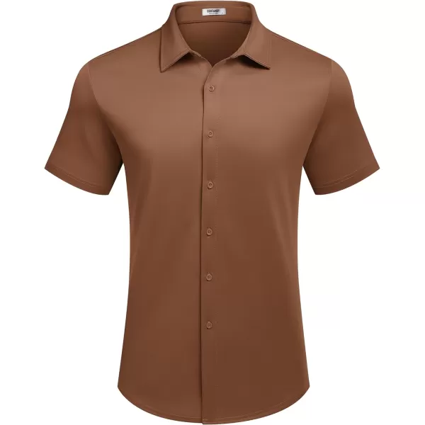 COOFANDY Mens Casual Wrinkle Free Shirts Short Sleeve Button Down Summer Stretch Dress Shirt