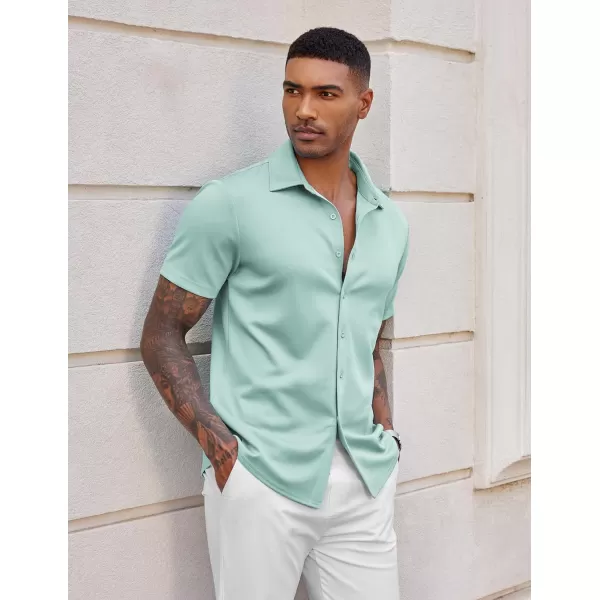 COOFANDY Mens Casual Wrinkle Free Shirts Short Sleeve Button Down Summer Stretch Dress Shirt