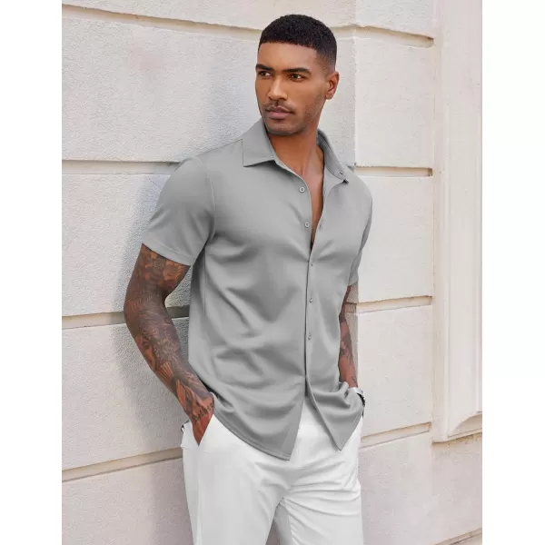 COOFANDY Mens Casual Wrinkle Free Shirts Short Sleeve Button Down Summer Stretch Dress Shirt