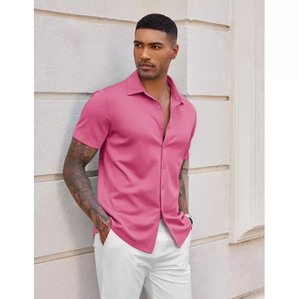 COOFANDY Mens Casual Wrinkle Free Shirts Short Sleeve Button Down Summer Stretch Dress Shirt