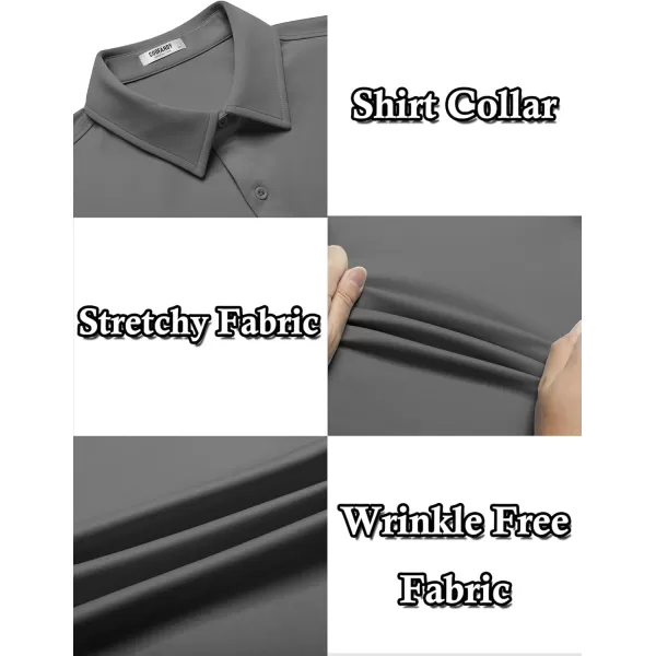 COOFANDY Mens Casual Wrinkle Free Shirts Short Sleeve Button Down Summer Stretch Dress Shirt