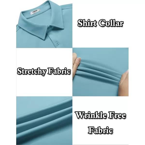COOFANDY Mens Casual Wrinkle Free Shirts Short Sleeve Button Down Summer Stretch Dress Shirt