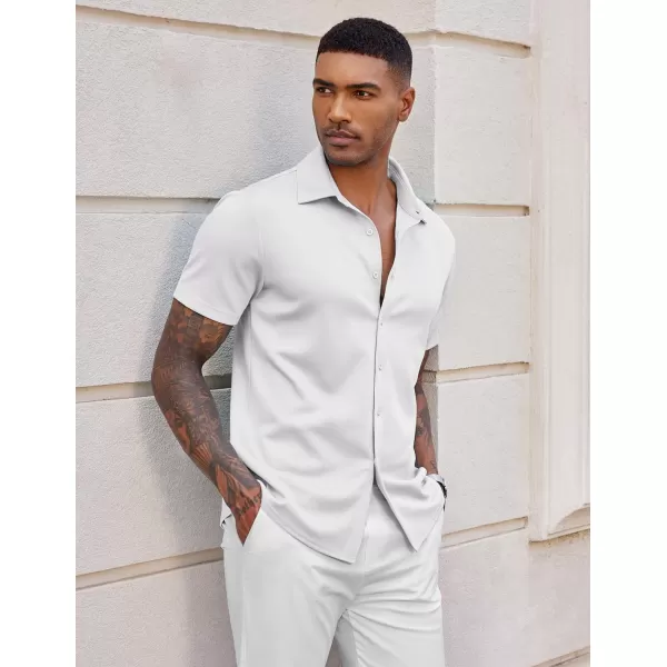 COOFANDY Mens Casual Wrinkle Free Shirts Short Sleeve Button Down Summer Stretch Dress Shirt