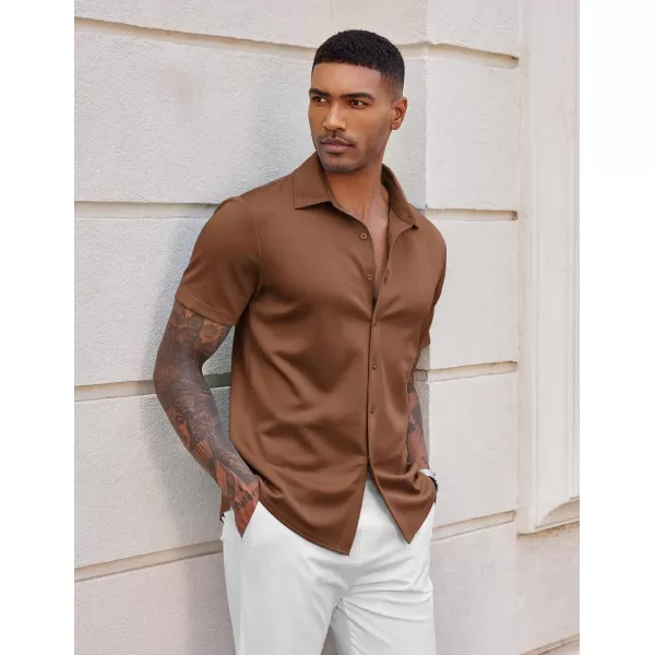 COOFANDY Mens Casual Wrinkle Free Shirts Short Sleeve Button Down Summer Stretch Dress Shirt